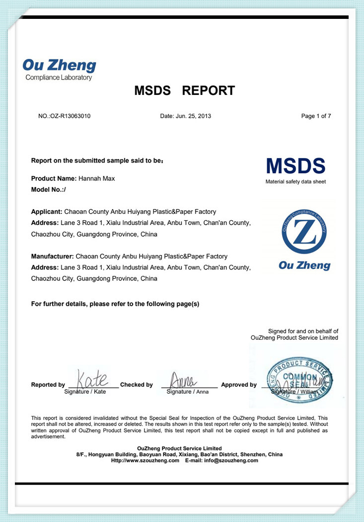 3010-MSDS-rapport