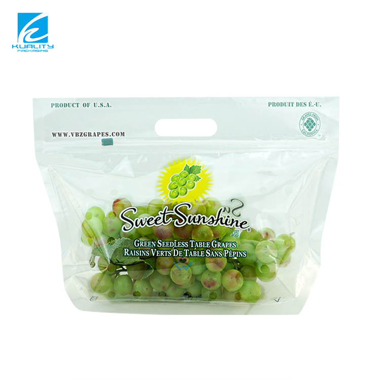 Transparent vegetable packaging bags with perforations