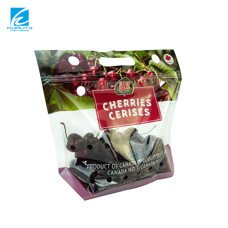 Transparent vegetable packaging bags with perforations