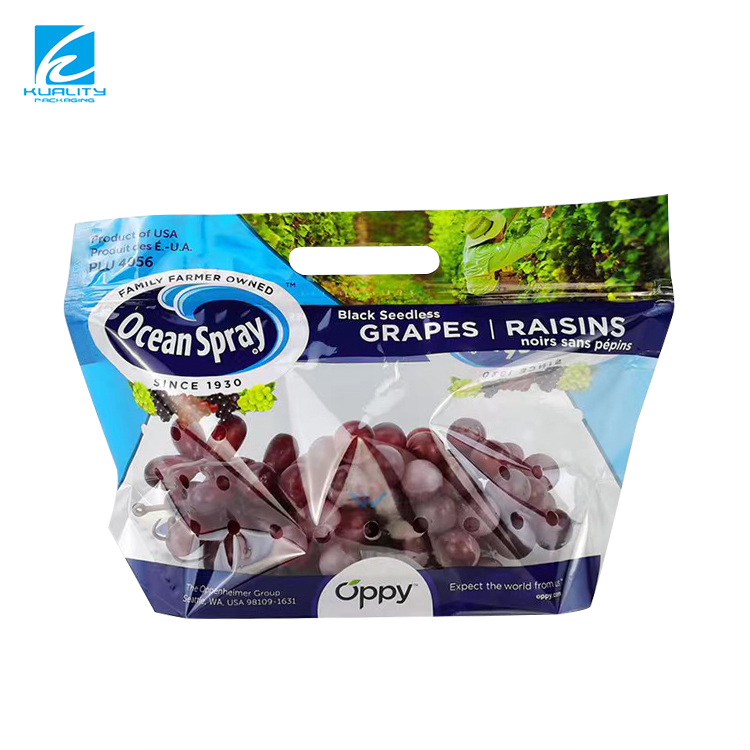 Transparent vegetable packaging bags with perforations