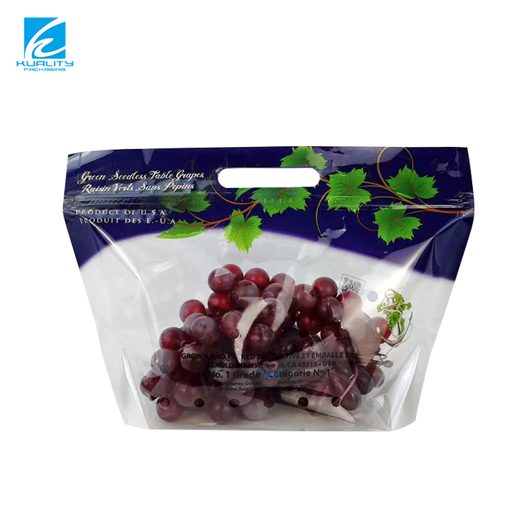 Transparent vegetable packaging bags with perforations
