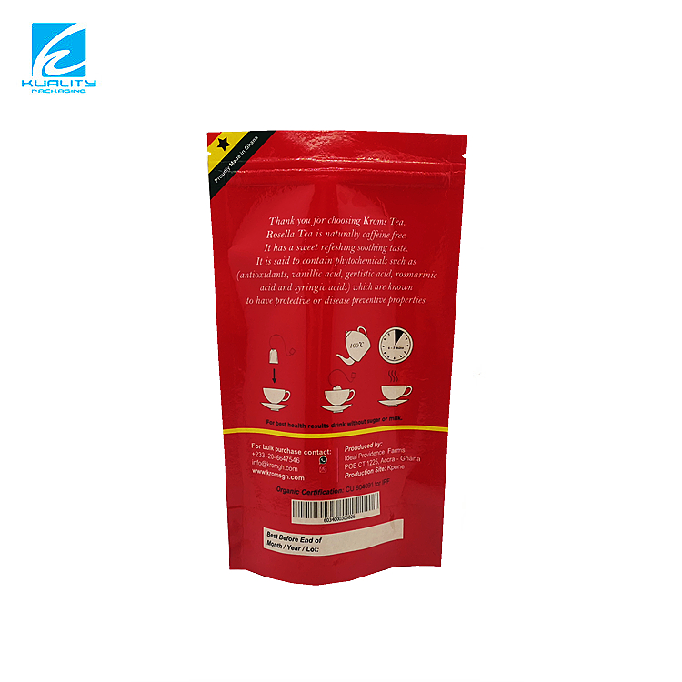 Custom Resealable Kraft Paper Aluminum Foil Stand Up Pouch