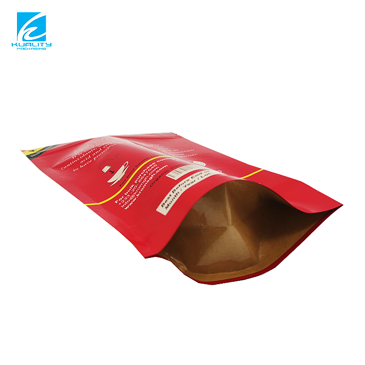 Custom Resealable Kraft Paper Aluminum Foil Stand Up Pouch