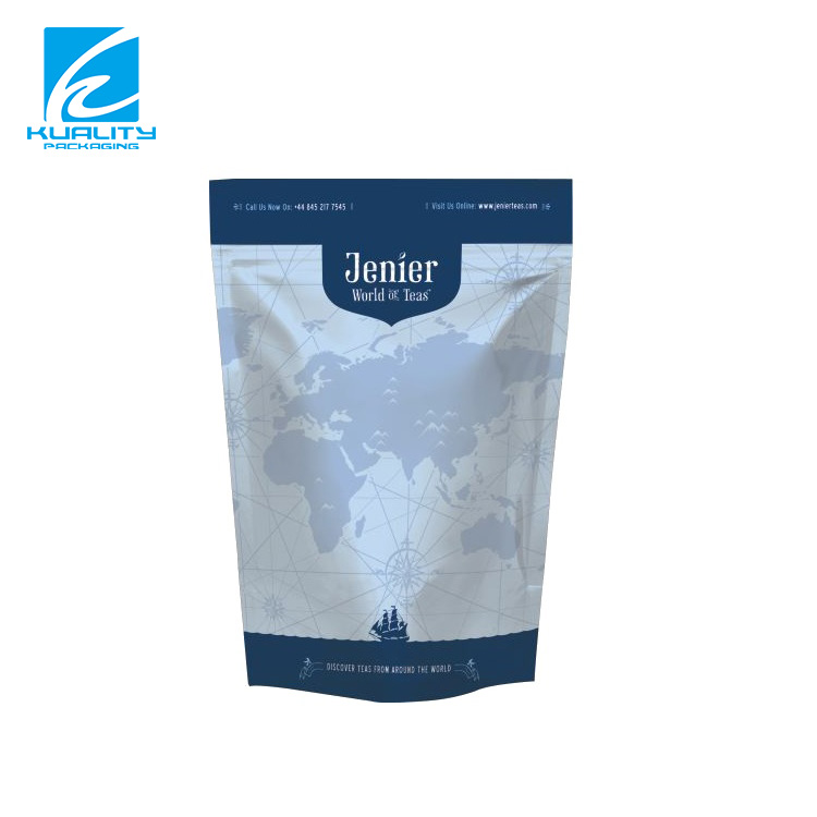 Custom Printed Aluminum Foil Stand Up Zipper Tea Packaging Bag