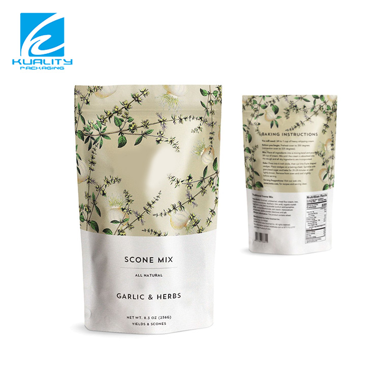 Custom Printed Aluminum Foil Stand Up Zipper Tea Packaging Bag