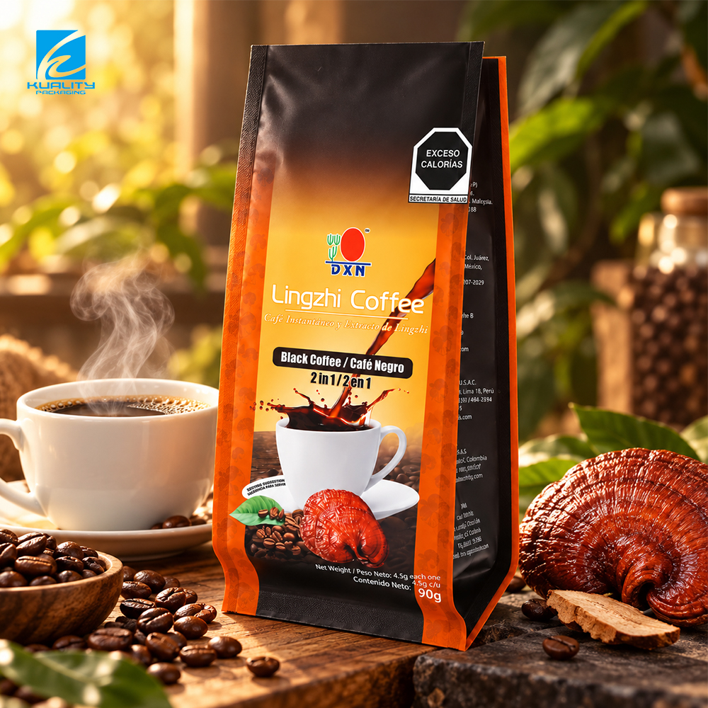 Custom Quad Seal Instant Coffee Packaging Bag