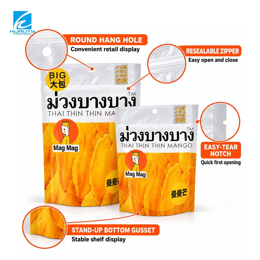 Custom Stand Up Zipper Dried Fruit Pouches