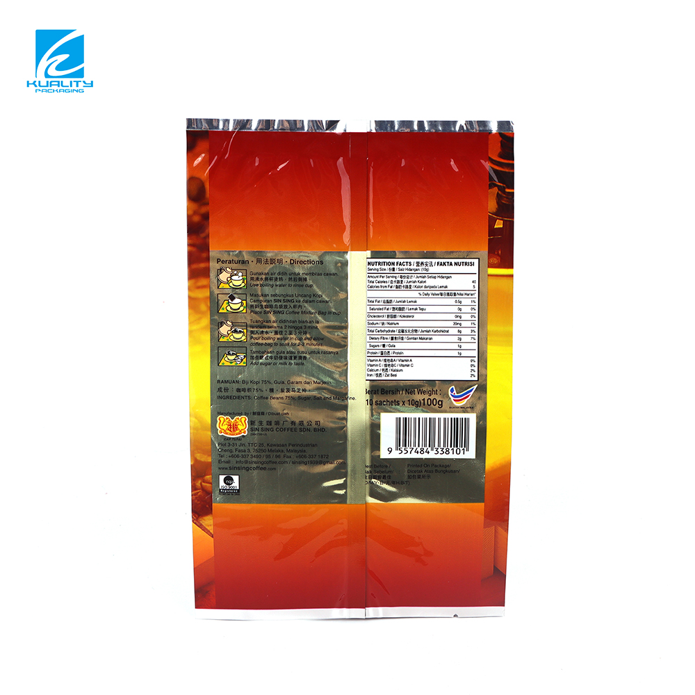 High Barrier Custom Coffee Bag | Laminated Plastic Back Seal Pouch for Freshness